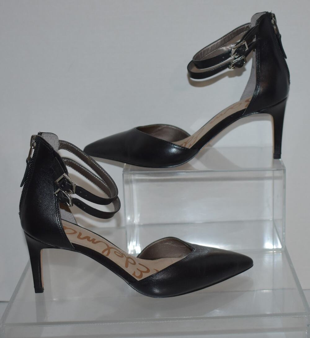 Sam Edelman Women’s Black Strappy Stiletto Pumps Double Ankle Strap Heels Size 6